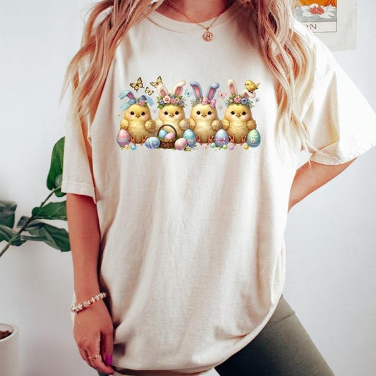 Retro Easter T-shirt, Easter Chick Shirt, Women's Easter Sweatshirt, Easter Matching Gift, Bunny Chick Tee, Easter Egg Crewneckshirt for women, shirts women,vintage graphic tees