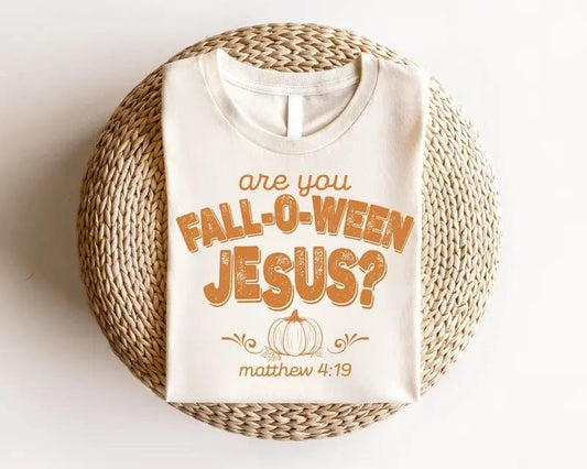 Retro Fall Religious Sweatshirt,  Are You Fall-O-Ween Jesus, Womens Christian Shirt, Bible Matthew Shirt, Cotton Round...