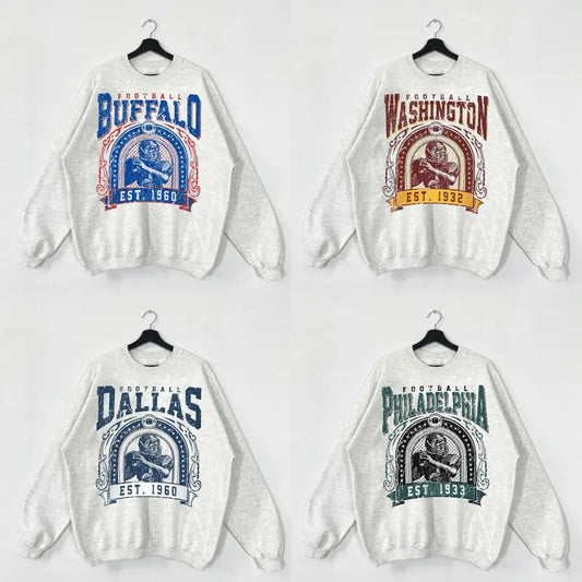 Retro Football Crewneck Sweatshirt, Vintage Football Sweatshirt Ash Grey Color, Gift For Football Fans