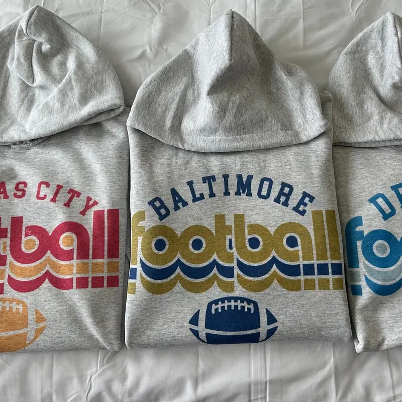 Retro Football Sweatshirt Unisex Football Hoodie T-Shirts | WearSparks.com