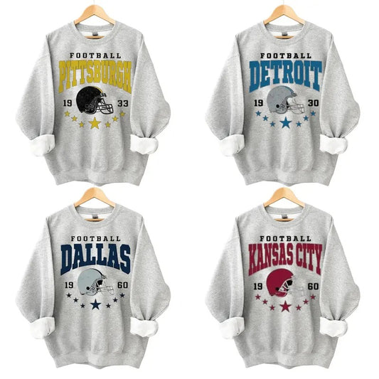 Retro Football Sweatshirt, Vintage Football Sweatshirt Sport Grey Color, Gift For Football Fans