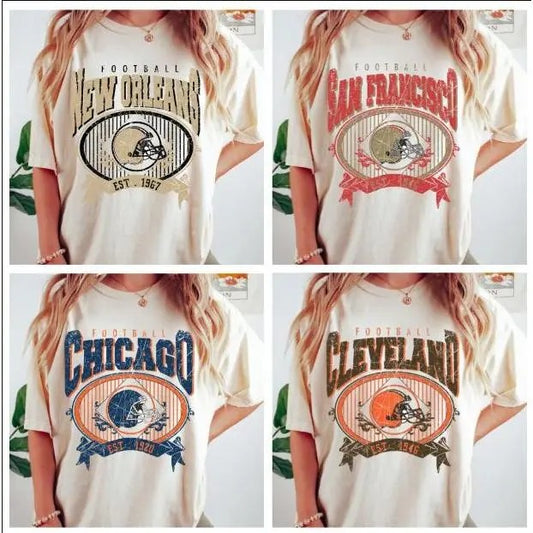 Retro Footballs All Teams Unisex T-shirt, Vintage Football Shirt All Teams, Gifts For Football Fan Sport Classic Casual