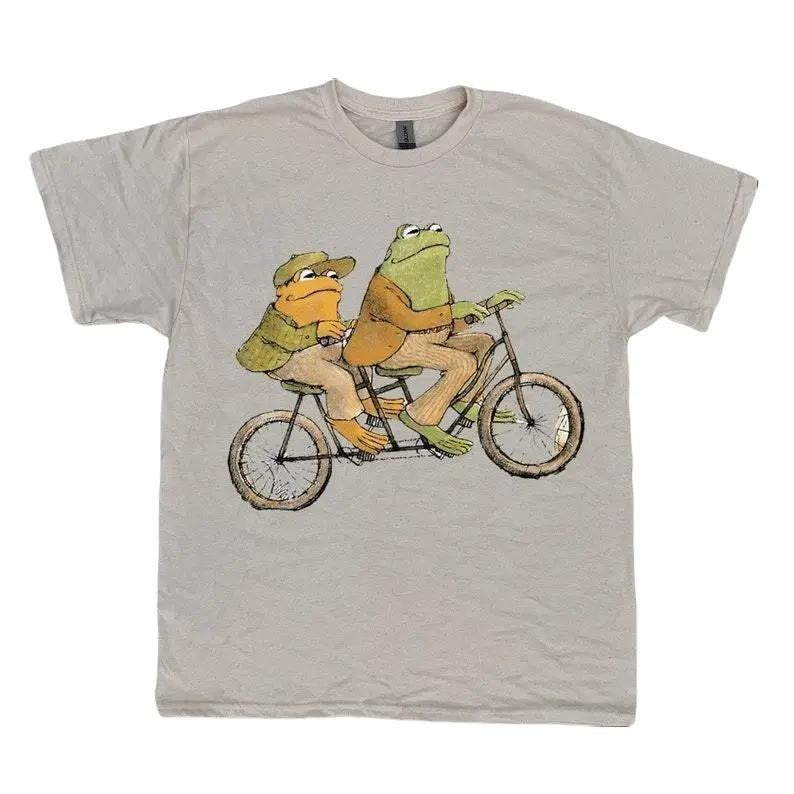 Retro Frog And Toad Riding Bike Vintage 90s Tshirt, Frogs Riding Vintage T-shirt, Vintage 90s Shirt, Retro Book Lovers Gift, Cute Women Gift
