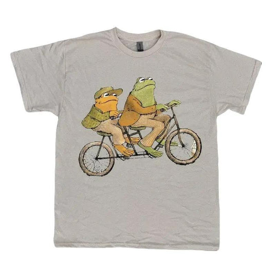 Retro Frog And Toad Riding Bike Vintage 90s Tshirt, Frogs Riding Vintage T-shirt, Vintage 90s Shirt, Retro Book Lovers Gift, Cute Women Gift