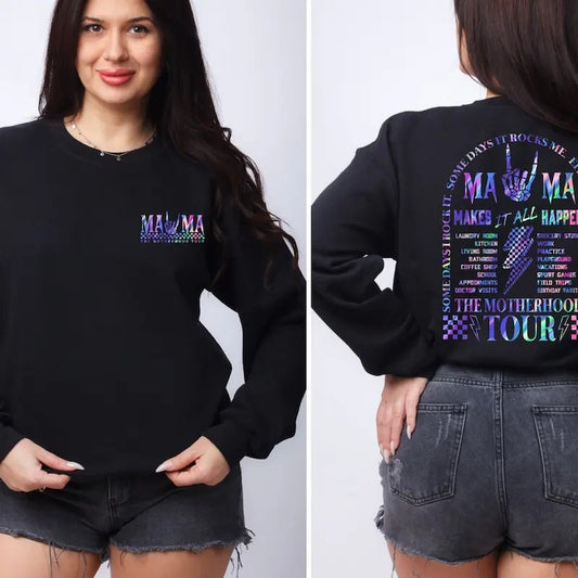 Retro Funny The Motherhood Tour Sweatshirt ,Some Days I Rock It ,Some Days It Rocks Me ,Either Way Were Rockin