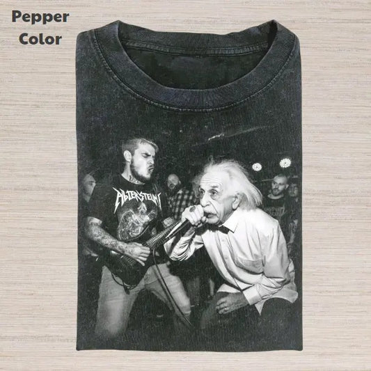 Retro Funny Vintage Graphic Tee, Albert Einstein Singing T-Shirt, Unisex Meme Cringe Funny Dumb Shirt, Menswear Womenswear Streetwear