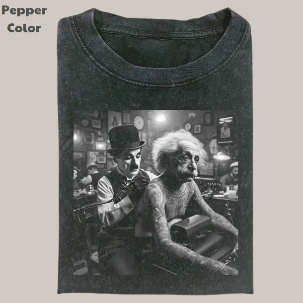 Retro Funny Vintage Graphic Tee, Albert Einstein Tattoo T-Shirt, Unisex Meme Cringe Funny Dumb Shirt, Menswear Womenswear Streetwear