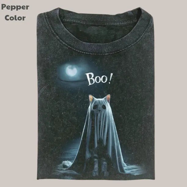 Retro Funny Vintage Graphic Tee, Cat Ghost Kitten T-Shirt, Unisex Meme Cringe Funny Dumb Shirt, Menswear Womenswear Streetwear