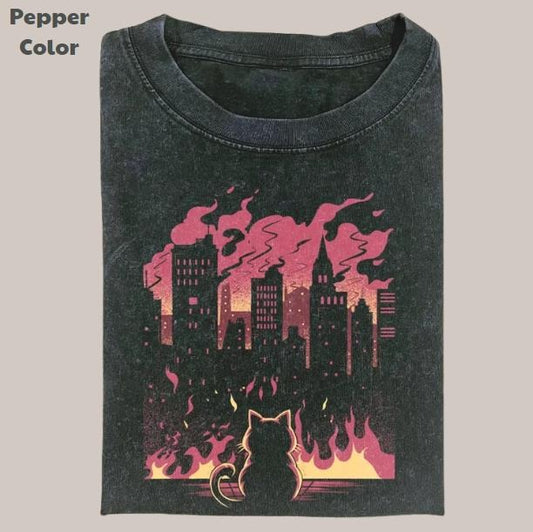 Retro Funny Vintage Graphic Tee, Cat Little Evil T-Shirt, Unisex Meme Cringe Funny Dumb Shirt, Menswear Womenswear Streetwear