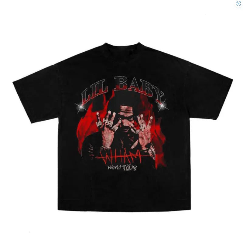 Retro Gift Lil Baby Wham World Tour T-Shirt Rap Tees Hip Hop
