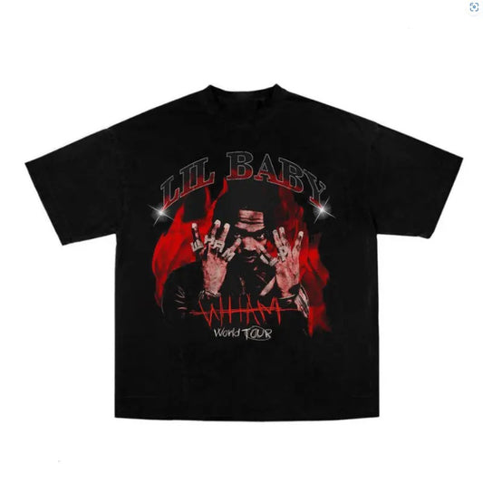 Retro Gift Lil Baby Wham World Tour T-Shirt Rap Tees Hip Hop