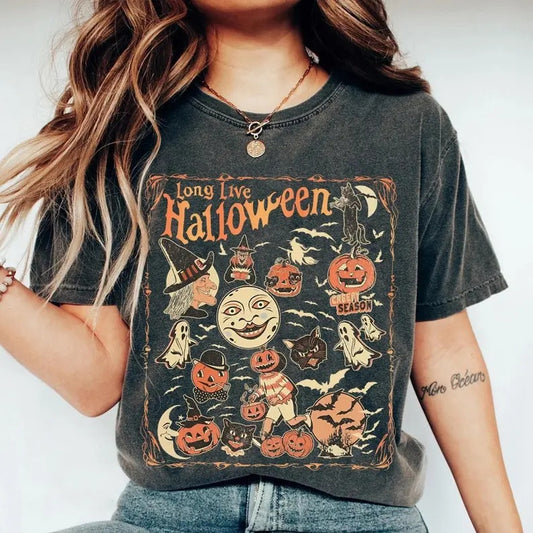 Retro Halloween  shirt, Long Live Halloween Shirt, Ghost Reading Shirt, Vintage Ghost Halloween Shirt, Retro Fall Shirt Casual Basic Casual