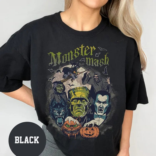 Retro Halloween Shirt, Monster Mash tshirt, Vintage Frankenstein Dracula Halloween Shirt, Monster Tee, Retro Shirt Halloween