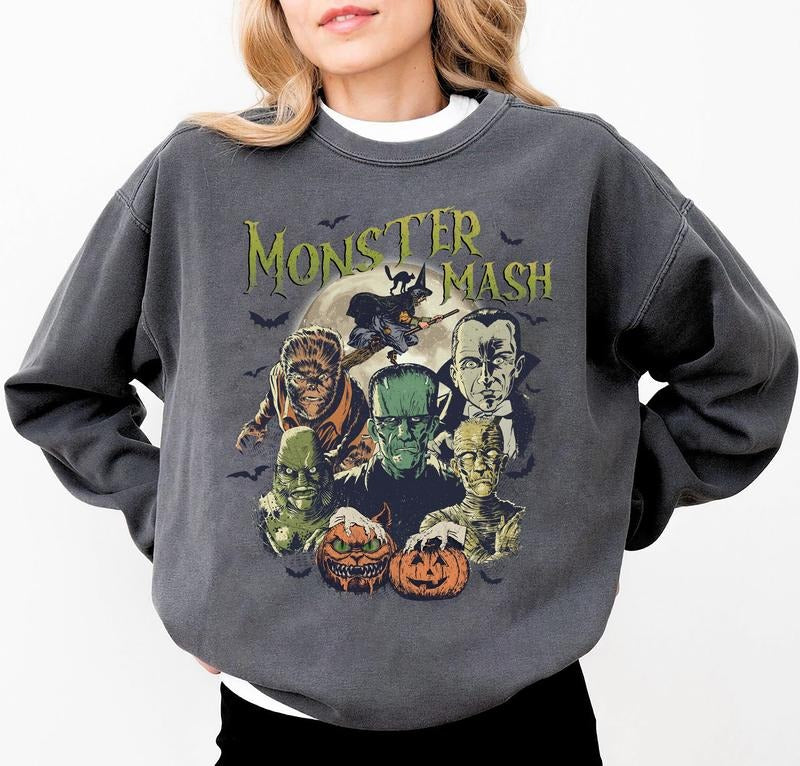 Retro Halloween Sweatshirt, Monster Mash Shirt, Spooky Season Sweater, 90s Halloween Sweatshirt, Monsters Shirt, Vintage Spooky Halloween Sweatshirt, Fall Vibes Shirt