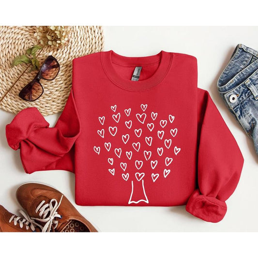 Retro Heart Tree Sweatshirt, Vintage Valentine's Day Sweatshirt, Crew Neck, Women's, Crewneck, Valentine's Day, Love,...