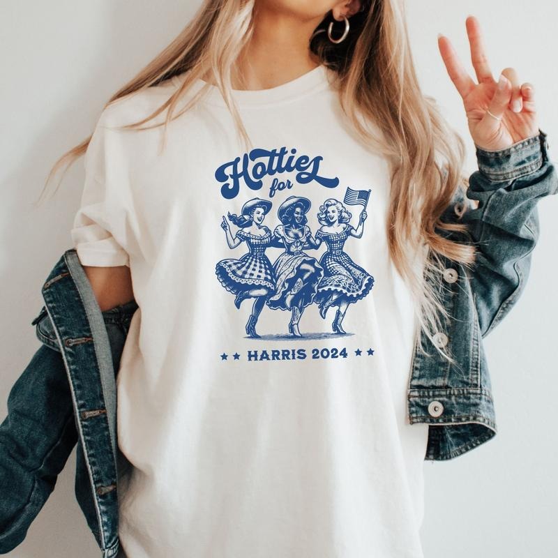 Retro Hotties for Harris Comfort Colors Shirt, Kamala Harris for President 2024, Stop Project 2025, Democrat T-shirt,...