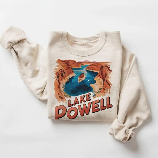 Retro Lake Powell Desert Scene Sweatshirt - Nineties 90s Vintage Glen Canyon Colorado River Outfit - Boho Unisex Crewneck Sweatshirt