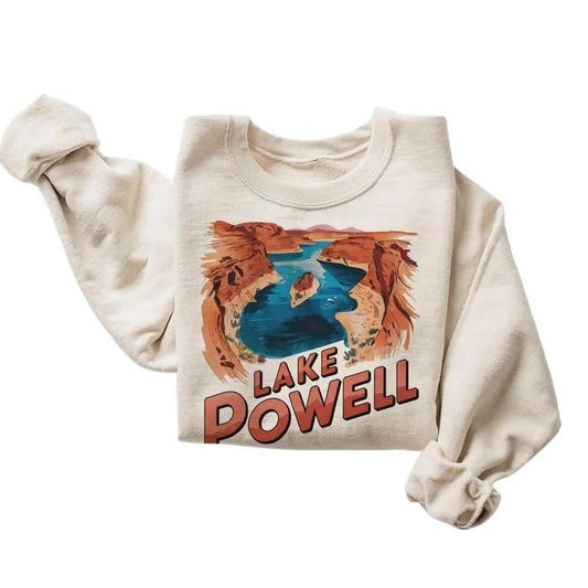 Retro Lake Powell Desert Scene Sweatshirt - Nineties 90s Vintage Glen Canyon Colorado River Pullover Cotton Menswear Day