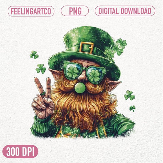 Retro Leprechaun Blowing Bubble Vintage St Patrick's Day With Sunglasses T Shirt Cute Irish Lucky Charm