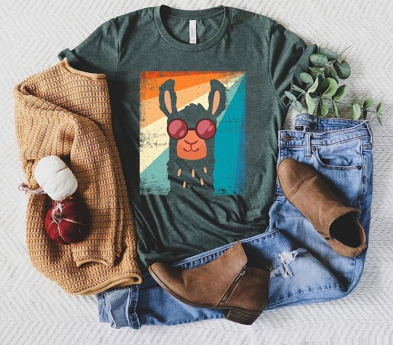 Retro Llama Shirt, Vintage Retro Style Llama Alpaca 80s Llama Lovers Gift Shirt Men Llama Lover, Funny Alpaca Shirt, Llama Lover Gift Shirt