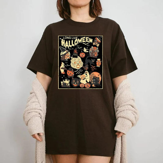Retro Long Live Halloween Shirt, Vintage Long Live Halloween Sweatshirt, Fall Halloween Black Cat, Spooky Season Tee, 90s Halloween, Pumpkin Shirt, Womens Crewneck Sweatshirt