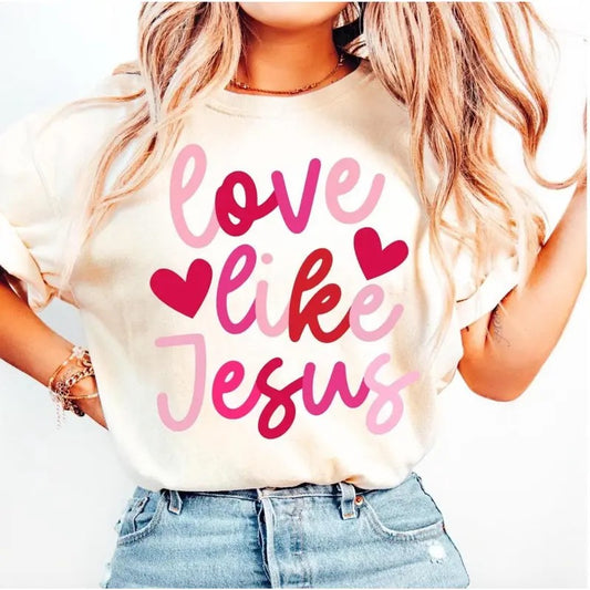 Retro Love like Jesus Coquette T-shirt, Coquette Heart Bow sweatshirt, Coquette Valentine, valentine, Valentine, Jesus...