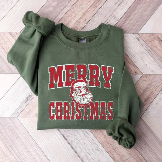 Retro Merry Christmas Santa Sweatshirt, Merry Christmas Shirt, Santa Claus Sweatshirt, Christmas Gift, Christmas Season Shirt, Holiday Shirt