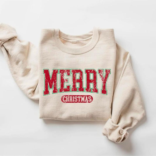 Retro Merry Christmas Sweatshirt, Womens Christmas Shirt, Holiday Hoodie, Cute Christmas Sweatshirt, Vintage Christmas Shirt, Retro Winter Sweatshirt