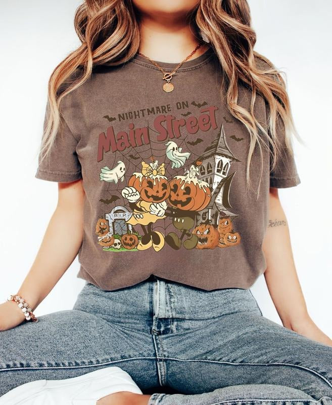 Retro Minnie Halloween Shirts, Vintage D..ney Halloween T-Shirt, Nightmare On The Main Streat Shirt, Halloween Pumpkin