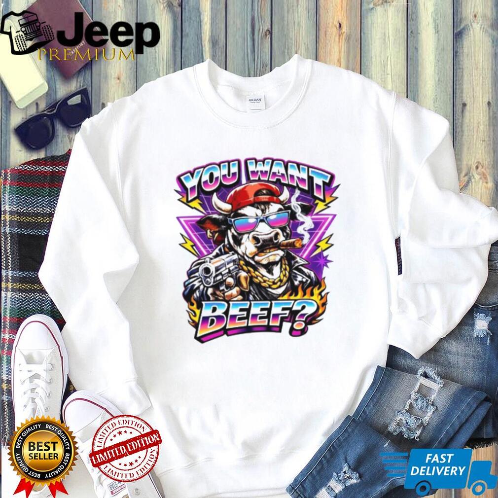 Retro Neon Bull Gangster You Want Beef Cigar T Shirt