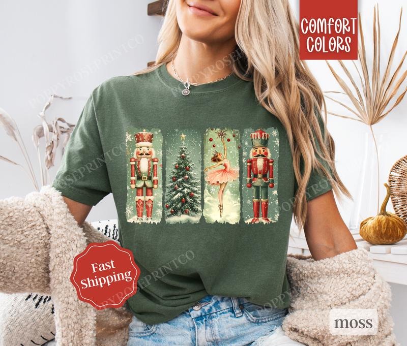 Retro Nutcracker Christmas Shirt Comfort Colors,  Cute Christmas Tee, Women's Holiday Tshirt