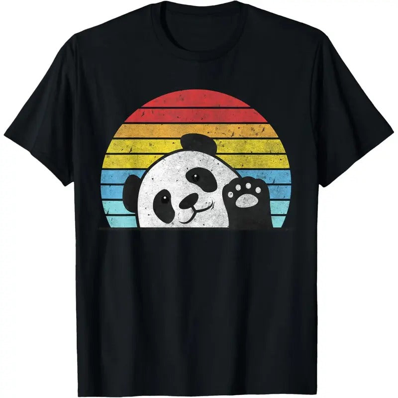 Retro Panda Cute Panda Bear Vintage Zookeeper Zoo Family Fan T-Shirt Made in USA