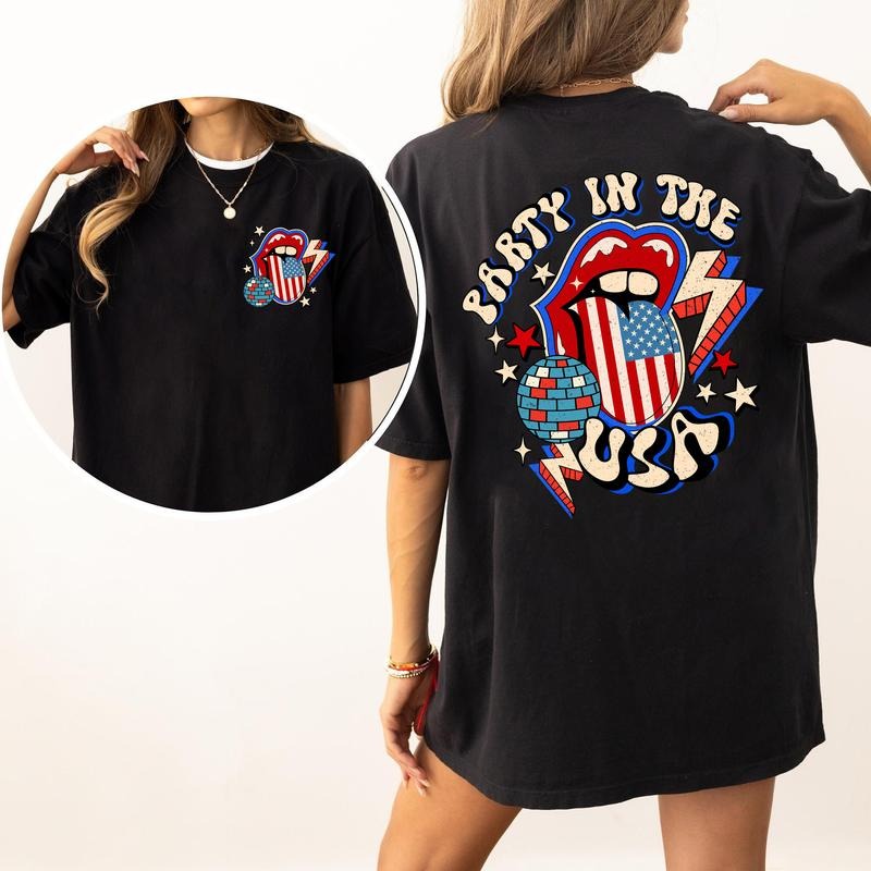 Retro Party In The USA Shirt, 4th Of July Shirt, Patriotic, 4th of July Independence Day Graphics Shirt, Retro Boho USA Shirt, American Girl Shirt, American Babe T-Shirt, Fourth Of July Shirt
