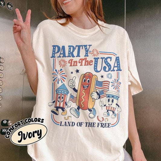 Retro Party In The Usa Comfort Colors Shirt, 4th Of July Graphic Shirt, Patriotic Independence Day Tee, Cute Patriotic Shirt, Usa Pride