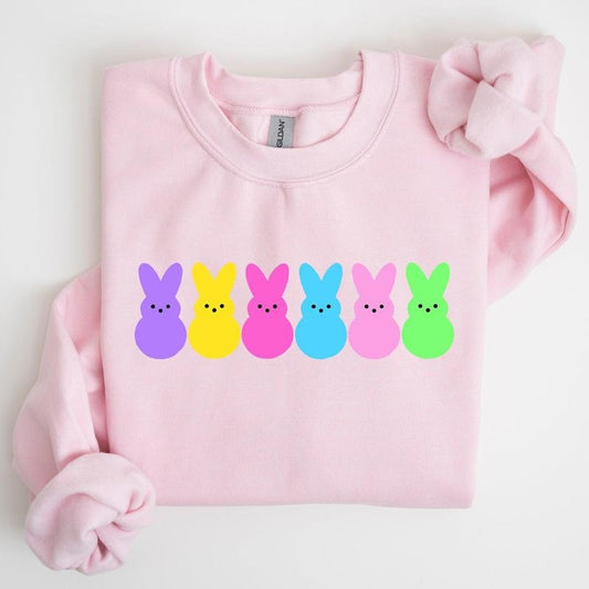 Retro Peeps, Easter Candy, Rabbit, Bunny Sweatshirt, Women's Crew Neck, Crewneck T-Shirts, Hoodie | WearSparks.com