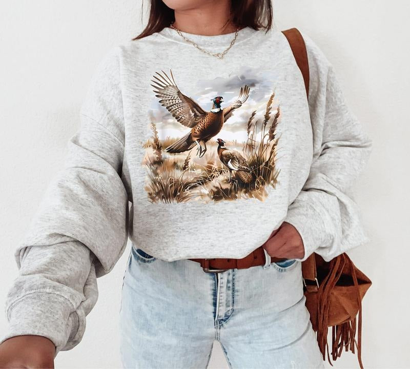 Retro Pheasant Bird Sweatshirt, 90's Vintage Game Birds Sweater, Bird Lover Gift Shirt, Boho Unisex Crewneck Sweatshirt