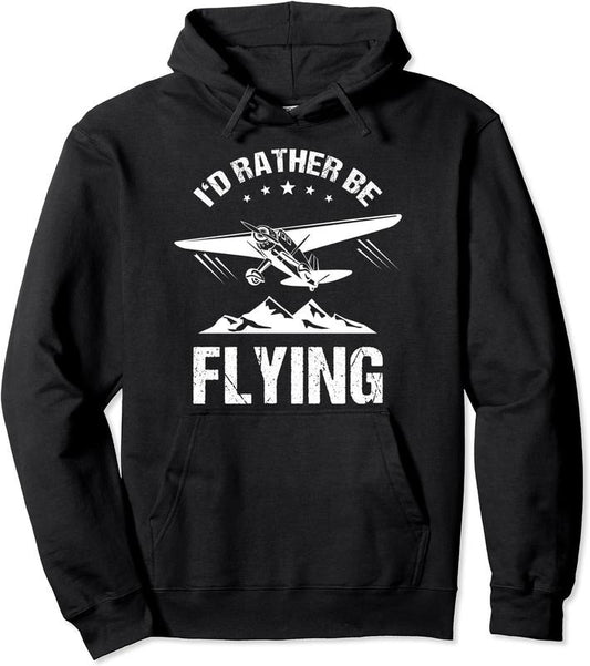 Retro Pilot Aviation I'd Rather be Flying Plane Gift Pilot Hoodie | Unisex Hooded Sweatshirt | FAST SHIPPING