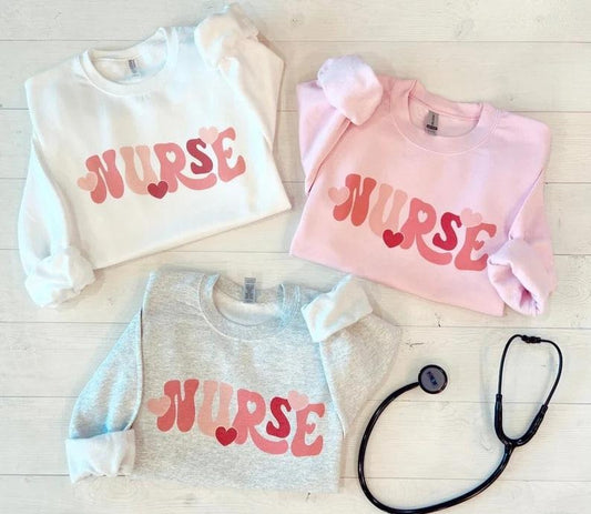 Retro Pink Nurse Sweatshirt, Loved nurse shirt, Nurse Valentines Day crewneck, Valentine Nurse Sweaters, Nicu Labor Peds...