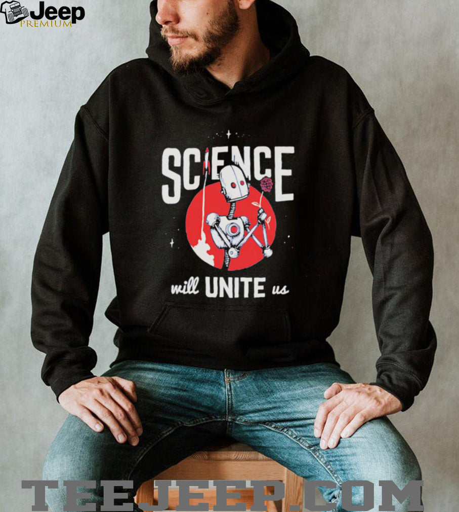Retro Robot Flower Space Rocket Science Will Unite Us T Shirt