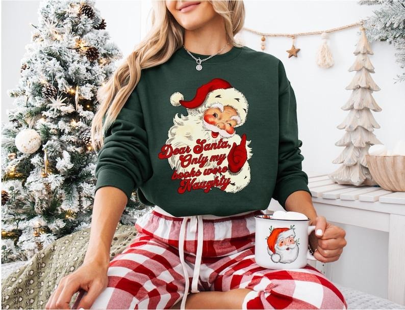 Retro Santa Christmas Sweatshirt, Bookish Christmas, Funny Xmas Sweater, Vintage Holiday Crewneck, Smut Reader, Romance Books