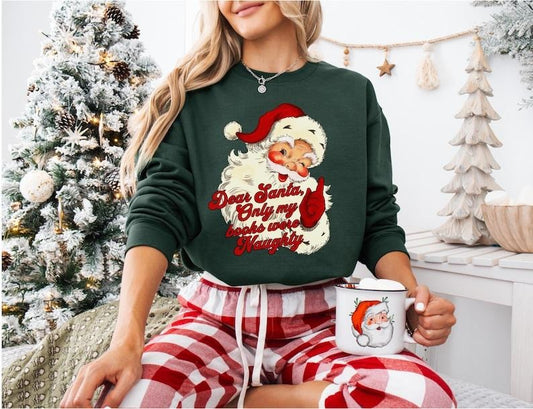 Retro Santa Christmas Sweatshirt, Bookish Christmas, Funny Xmas Sweater, Vintage Holiday Crewneck, Smut Reader, Romance Books