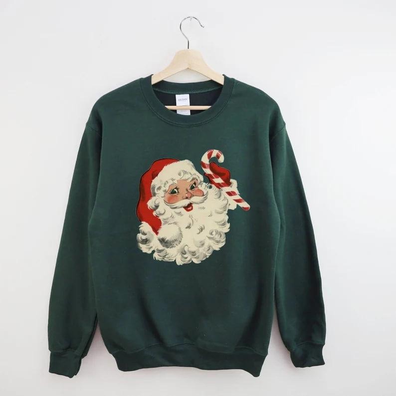 Retro Santa Christmas Sweatshirt, Christmas Santa Sweatshirt, Retro Santa Shirt Gift for Women, Santa Sweatshirt, Women Gift for Christmasstyle{n002}2