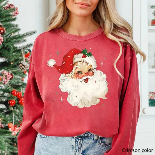 Retro Santa Christmas Sweatshirt, Vintage Santa Christmas Shirt, Retro Style Christmas Crewneck, Vintage Christmas Shirt, Christmas Gift for Her, Santa Christmas Sweater