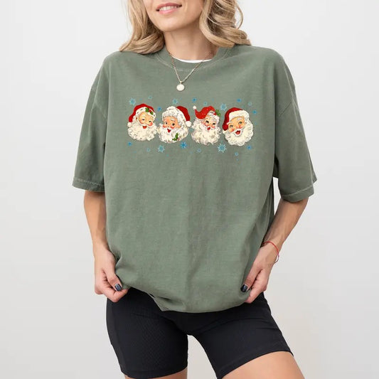 Retro Santa Claus Shirt Comfort Colors, Vintage Christmas Santa Tee, Cute Christmas Tshirt, Trendy Santa Shirt for Women, Christmas Gift Ideas for Girls, Cute Christmas Apparel, Xmas Holiday Womenswear, Oversized Women's Tops, Unhinged Soft Cotton Fabric