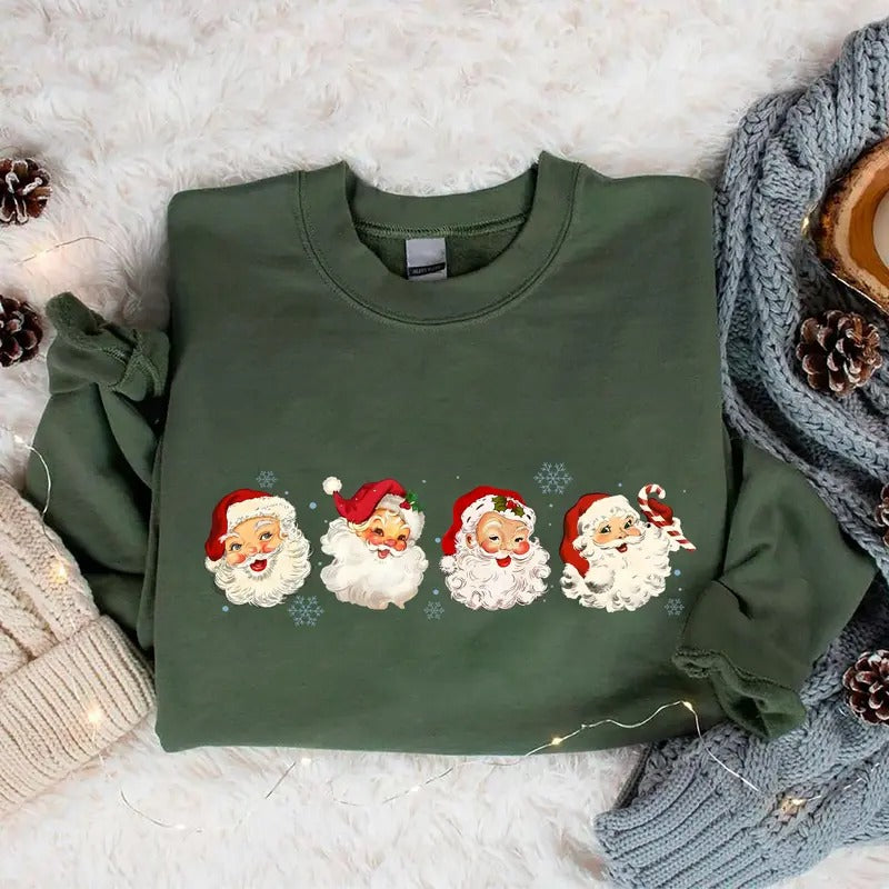 Retro Santa Sweatshirt, Vintage Christmas Shirt, Cute Christmas Sweater, Family Christmas Tee, 90s Christmas Crewneck, Cute Santa Shirt, Cozy Winter Sweater