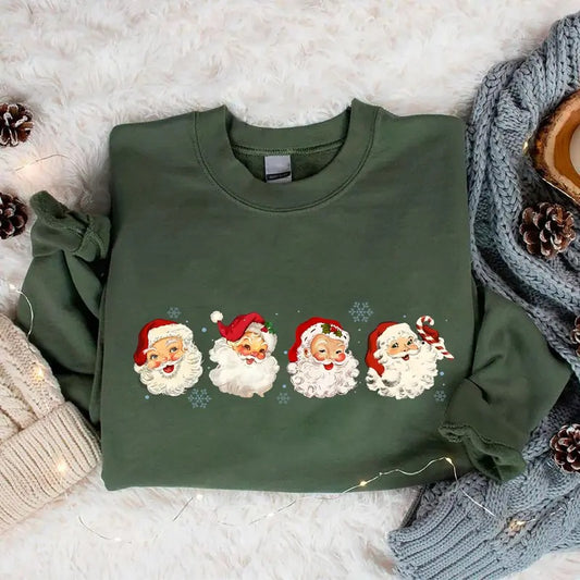 Retro Santa Sweatshirt, Vintage Christmas Shirt, Cute Christmas Sweater, Family Christmas Tee, 90s Christmas Crewneck, Cute Santa Shirt, Cozy Winter Sweater