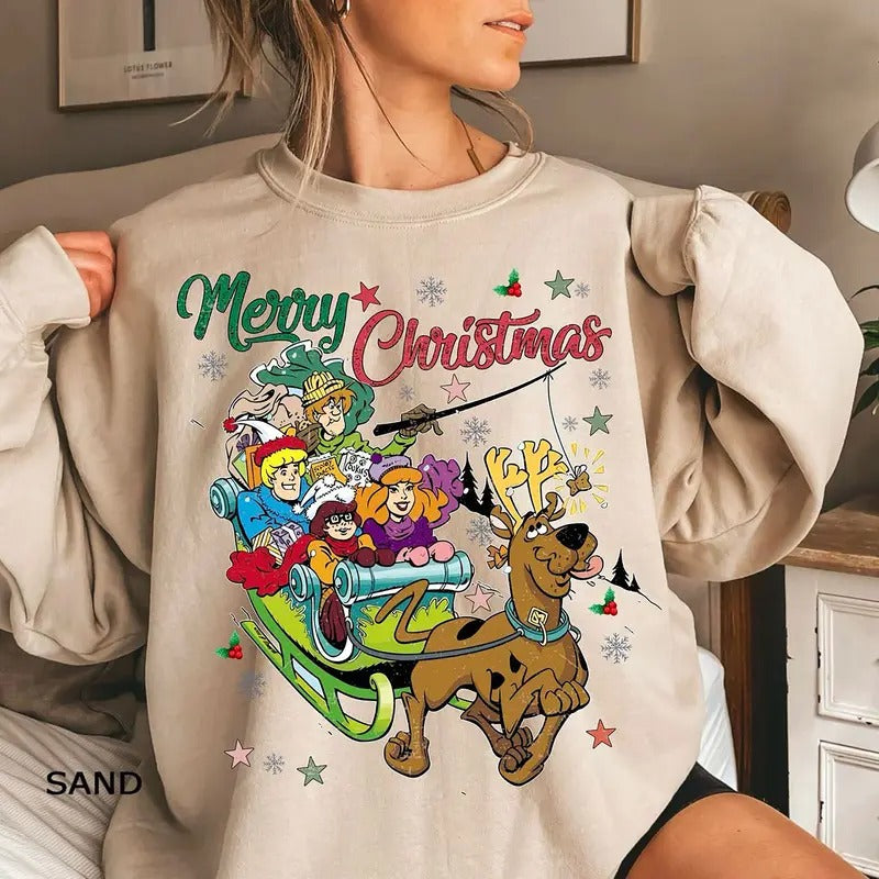 Retro Scooby Christmas Sweatshirt, Vintage Scooby Shirt, Scooby Doo Christmas Sweatshirt, Retro Scooby Shirt, Scooby Xmas Sweatshirt, Scooby Reindeer Shirt