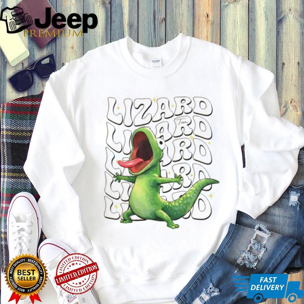 Retro Screaming Green Lizard Groovy Typography Shirt
