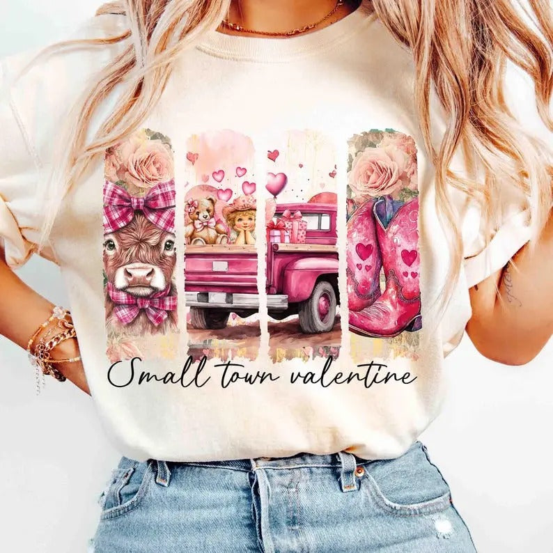 Retro Small Town Valentines_Shirt Gift For Woman and Man Unisex T-Shirt