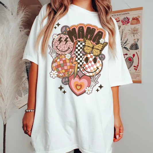 Retro Smiley Mama Shirt Mom Shirt for mom for Mother's Day Unisex T-shirt All Size Oversize Vintage Tee